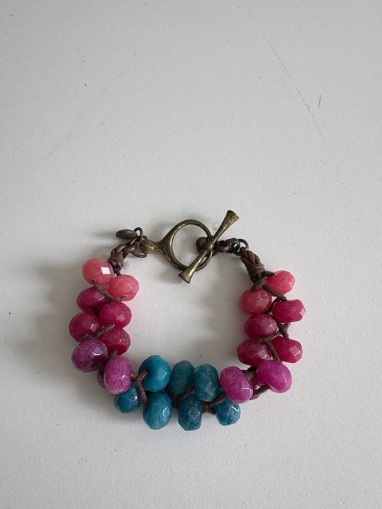 Fossil Jewelry - Fossil Pink and Teal Beaded Toggle Bracelet